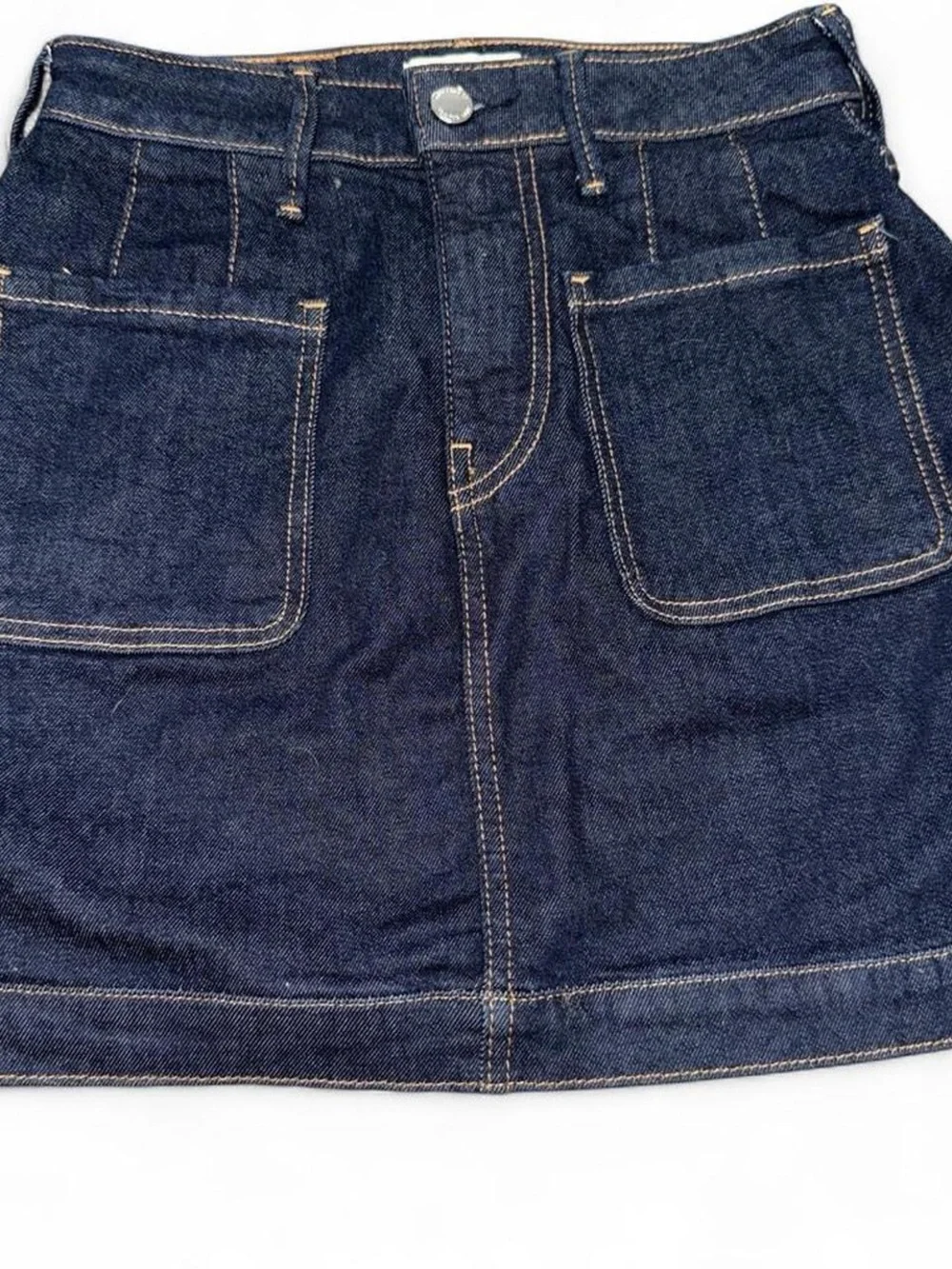 True Religion Dark Blue Denim Pencil Skirt with Contrast Stitching